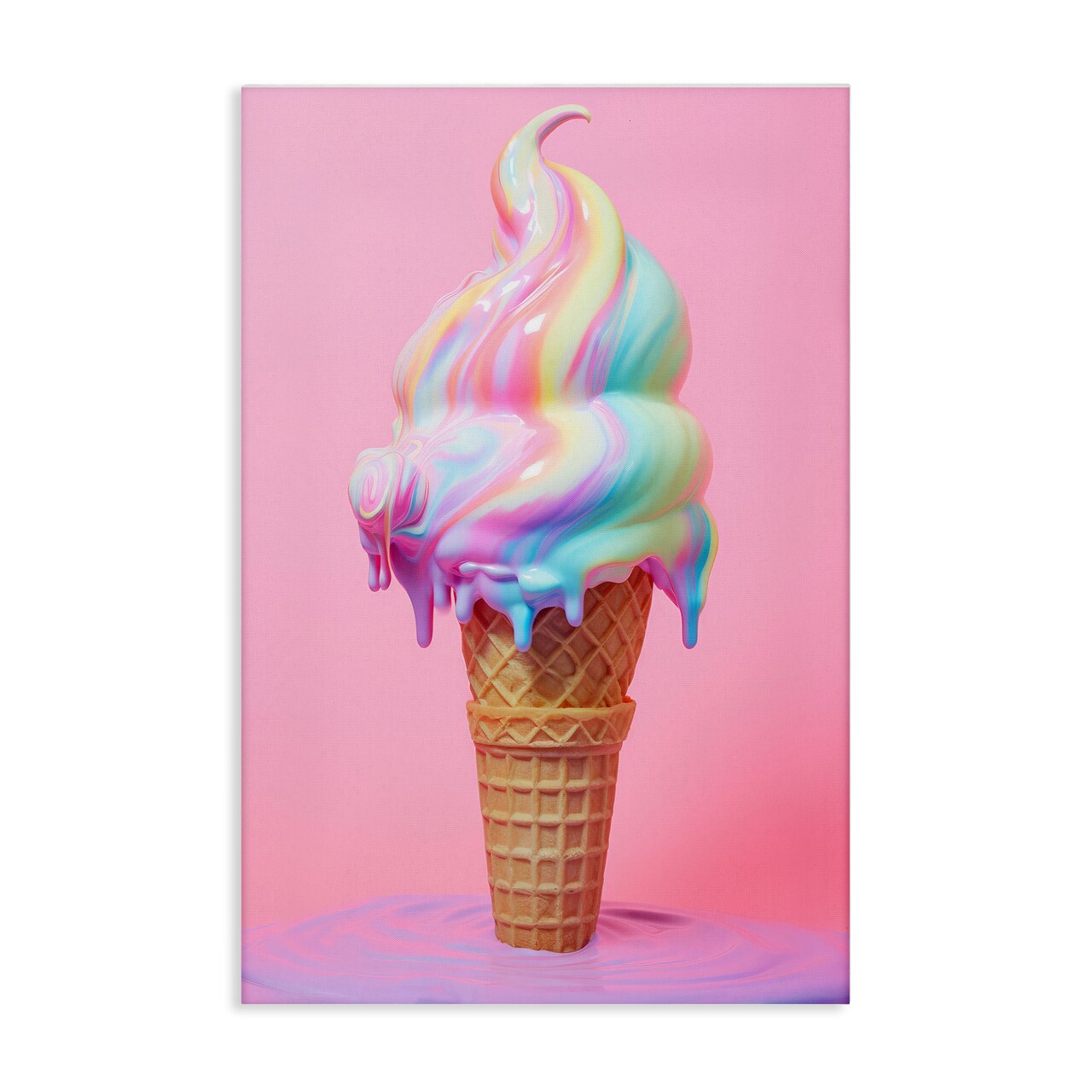 Stupell Industries Dripping Pastel Ice Cream Canvas Wall Art Design by Raymond Powers